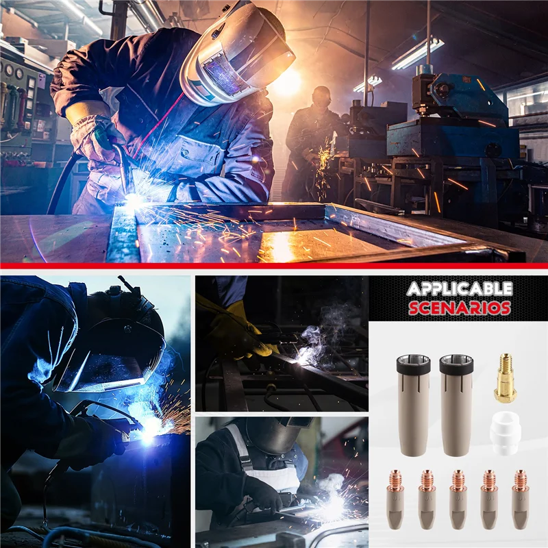 

AT21-9Pcs 24KD Защитное сопло для покрытия 1,0 мм MIG горелка Газовое сопло Держатель наконечника сварочной горелки 24KD MIGMAG