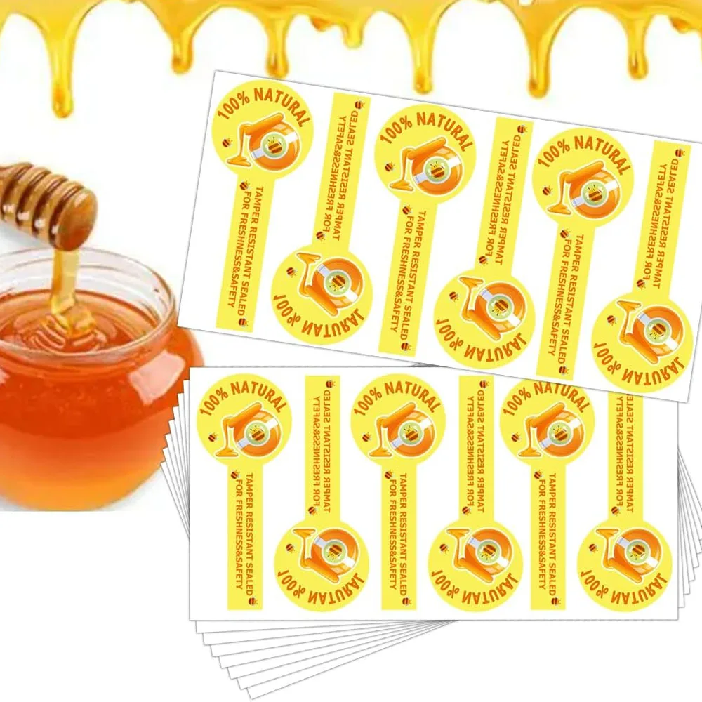 

Tamper Evident Seals Labels for Honey Jars 1.5x4Inch Tamper Proof Honey Stickers Safe Secure Labels for Food Freshness 500Pcs