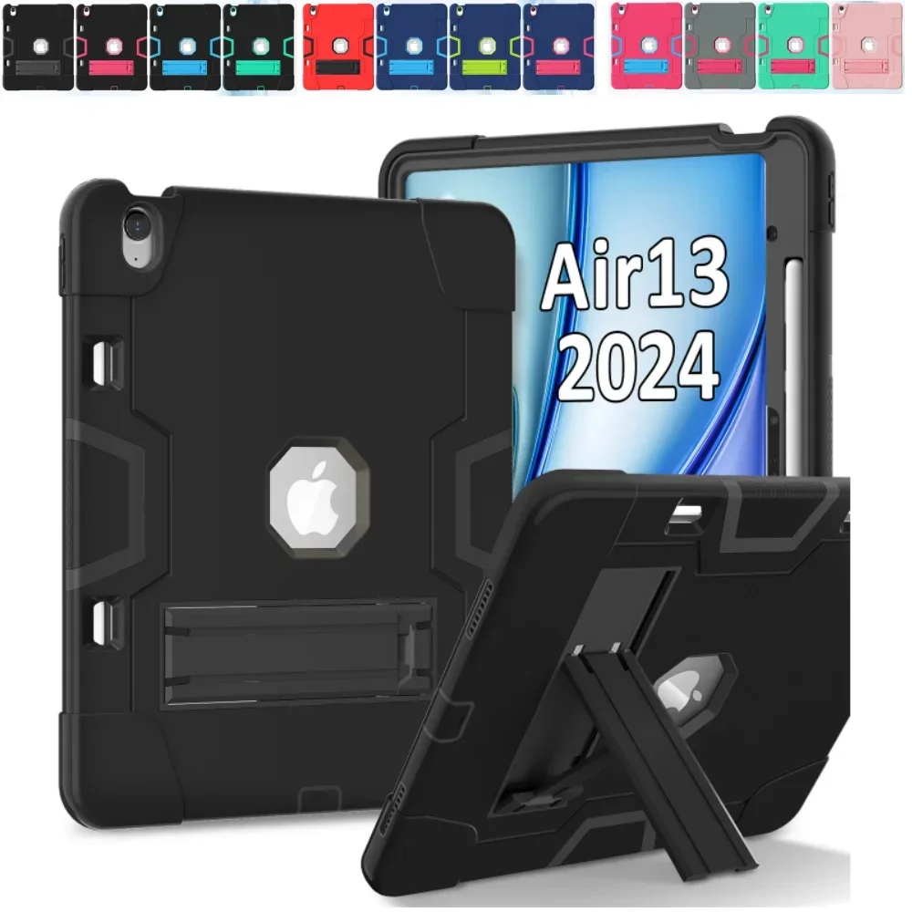 

PC Silicone Shock Resistant Case for iPad Air 13 2024 13 inch Rugged Kids Tablet Protective Cover Built-in Kickstand & Pen Slot