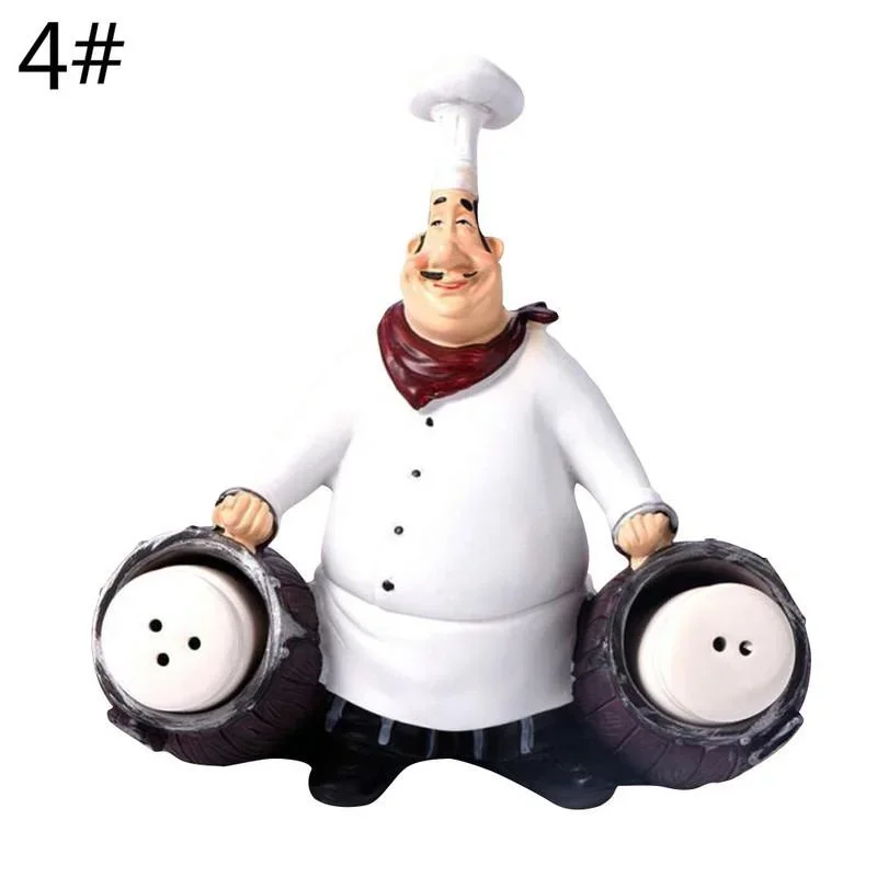 1Pc Retro Chef Model Ornament Resin Crafts Mini Chef Figurines White Top Hat Cooking Home Decor