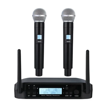 전문가용 UHF 무선 마이크 시스템, 노래방 노래방용 주파수 조절 가능, 200CH, 200ft 범위