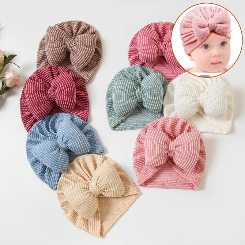 Unisex Baby Striped Hat Cotton Head Cover Striped Baby Headscarf 16x16cm