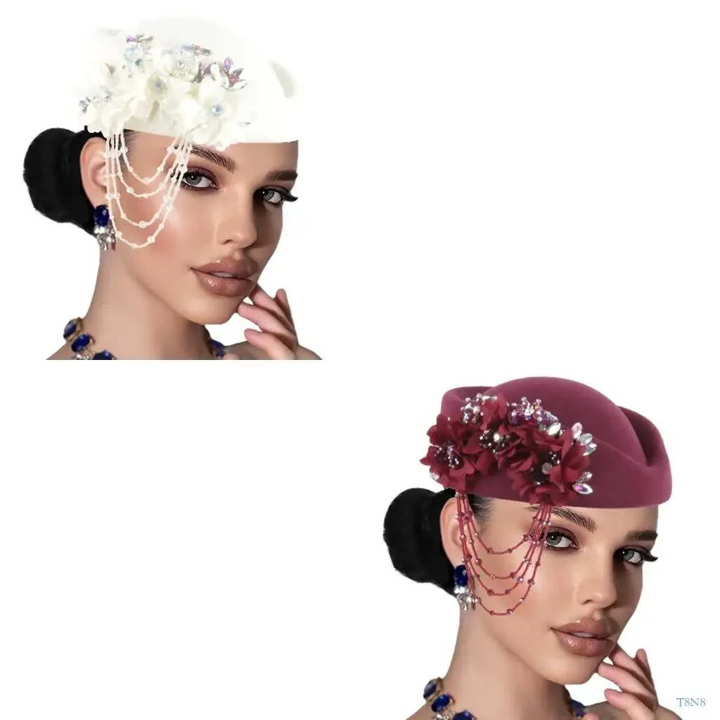 

T8NB Stylish Tassels Adorned Winter Warm Hat With Shimmering Rhinestones Detail