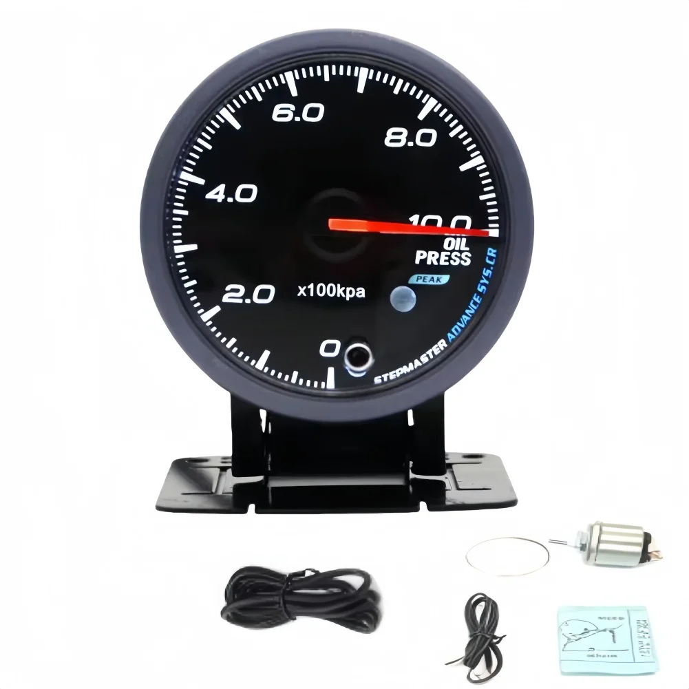 

Car Turbo Boost Water Oil Pressure Gauge Kit Metal Plastic LED Display LED Lights 12V High-Speed Stepper Motor 6*6*1.5cm 2.5in