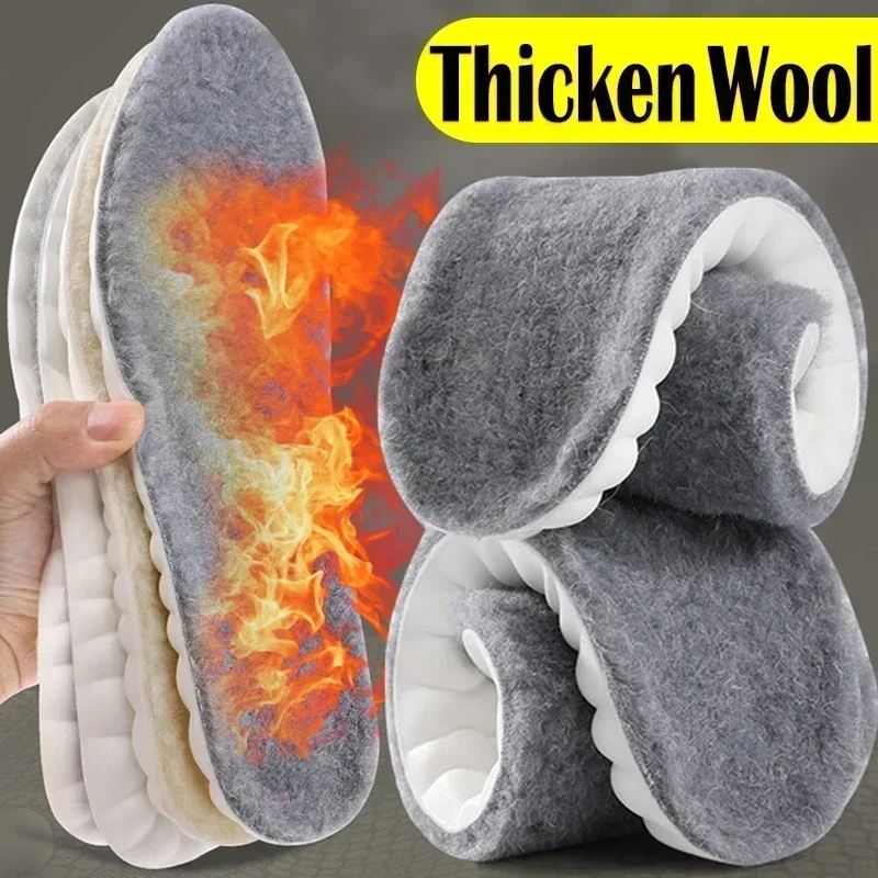 Unisex Soft Thermal Thicken Plush Insole Wool Warm Memory Foam for Sports Shoes Pad Chill-proof Self-heating Absorbent Shoe Pads