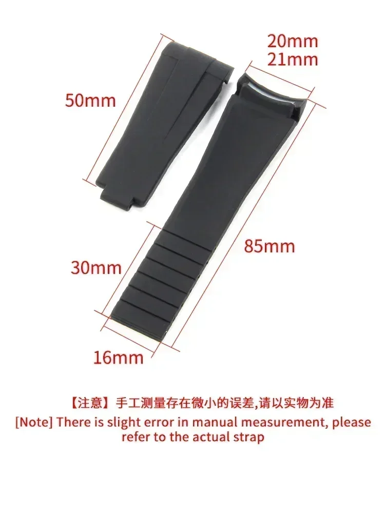 Original Silicone Watch Strap for Rolex Submariner Datejust Explorer 2 Special Strap Curved Interface Folding Buckle 20 21mm