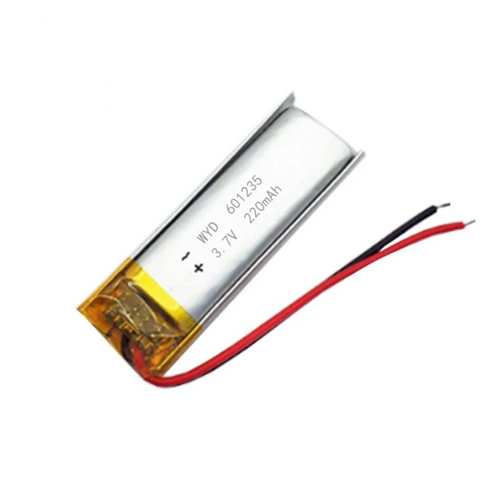 3.7V 220mAh 601235 Lithium Polymer Rechargeable Battery For Mp3 GPS PSP Bluetooth Headphone Headset Recorder Bracelet Watch