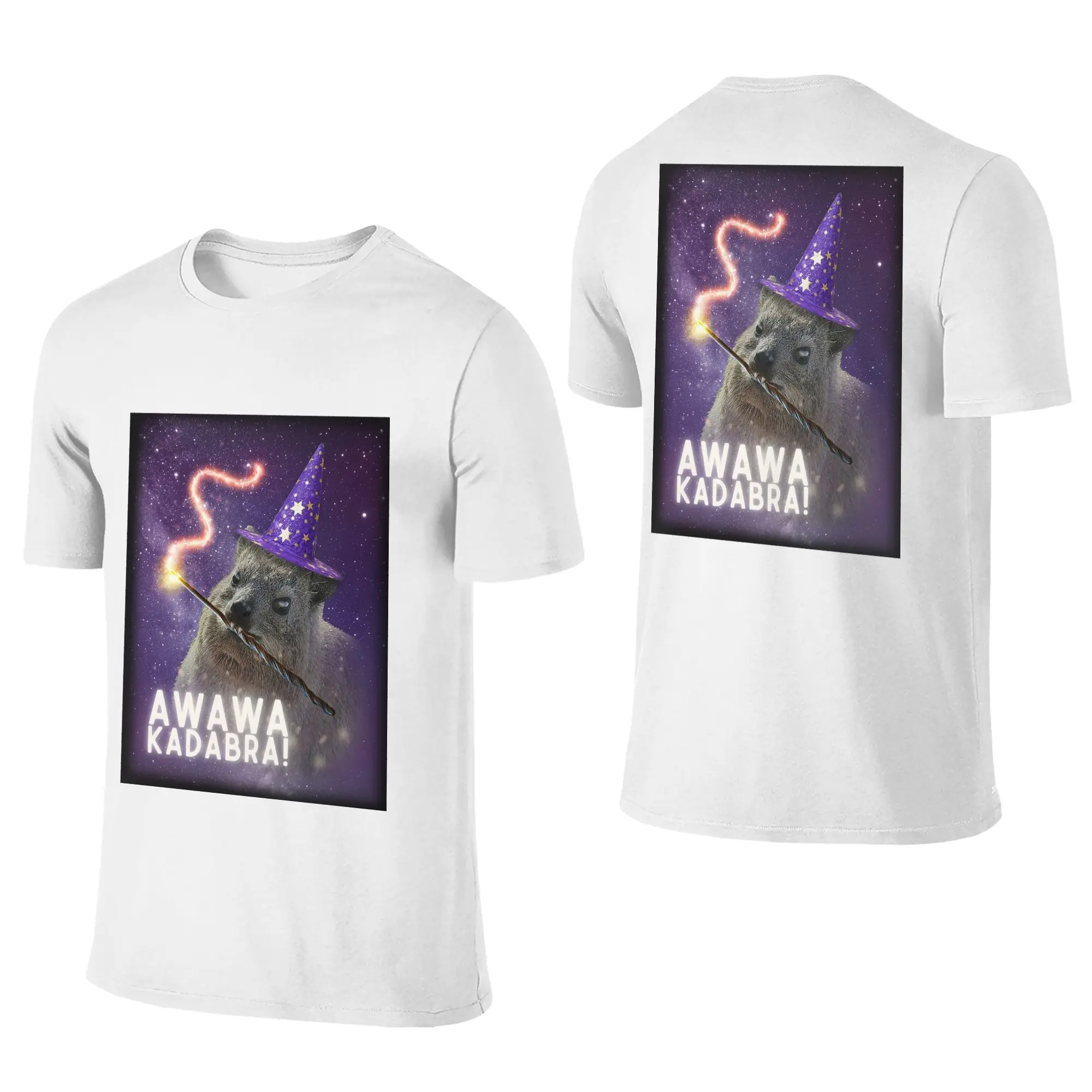 100% Cotton Awawa Kadabra Rock Hyrax Wizard T-Shirt Men's Double Sided T Shirt Men O-Neck Summer Shirts Tops S-6XL