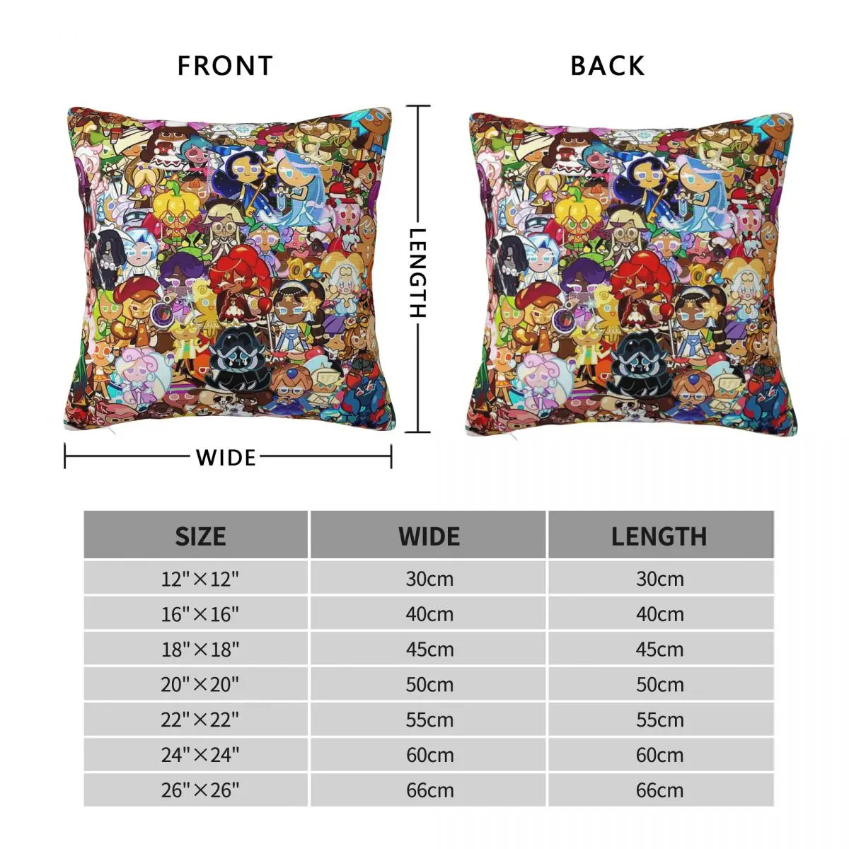 Cookies Run All Characters Square Pillowcase Polyester Linen Velvet Pattern Zip Decorative Pillow Case Sofa Seater Cushion Cover