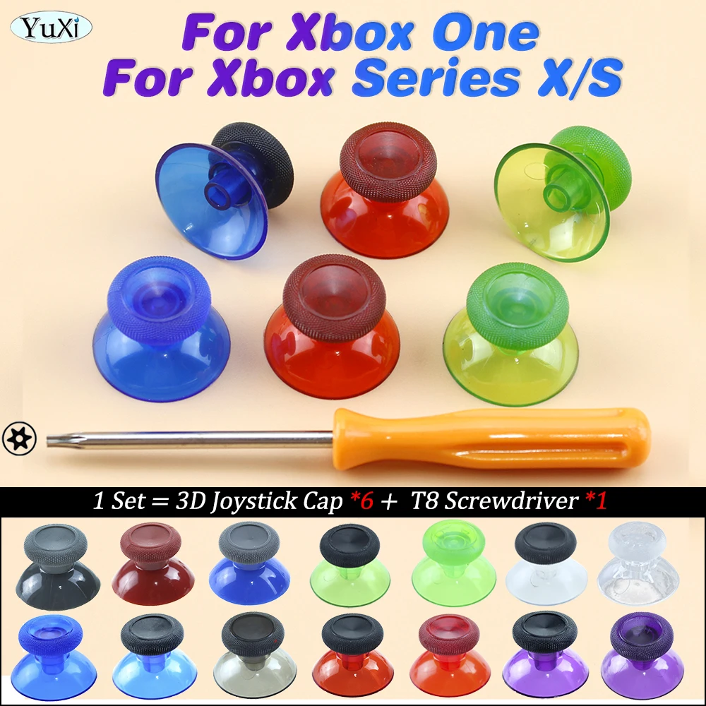 

6Pcs For Xbox One 3D Analog Joystick Thumbstick Caps For Xbox Series X/ S Rocker Cover Button Gamepad Controller Repair Parts