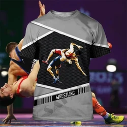 2024 Funny Print Men's T-Shirt New Wrestling Taekwondo Graphic Tshirts Casual O-Neck Short-sleeved Gym Tops Fashion Sportswear