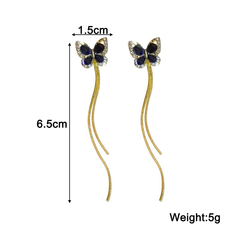 Black Butterfly Tassel Earrings for Women Convertible 2-in-1 Design Thread Statement Short Long Chain Femlae Dangle Earrings
