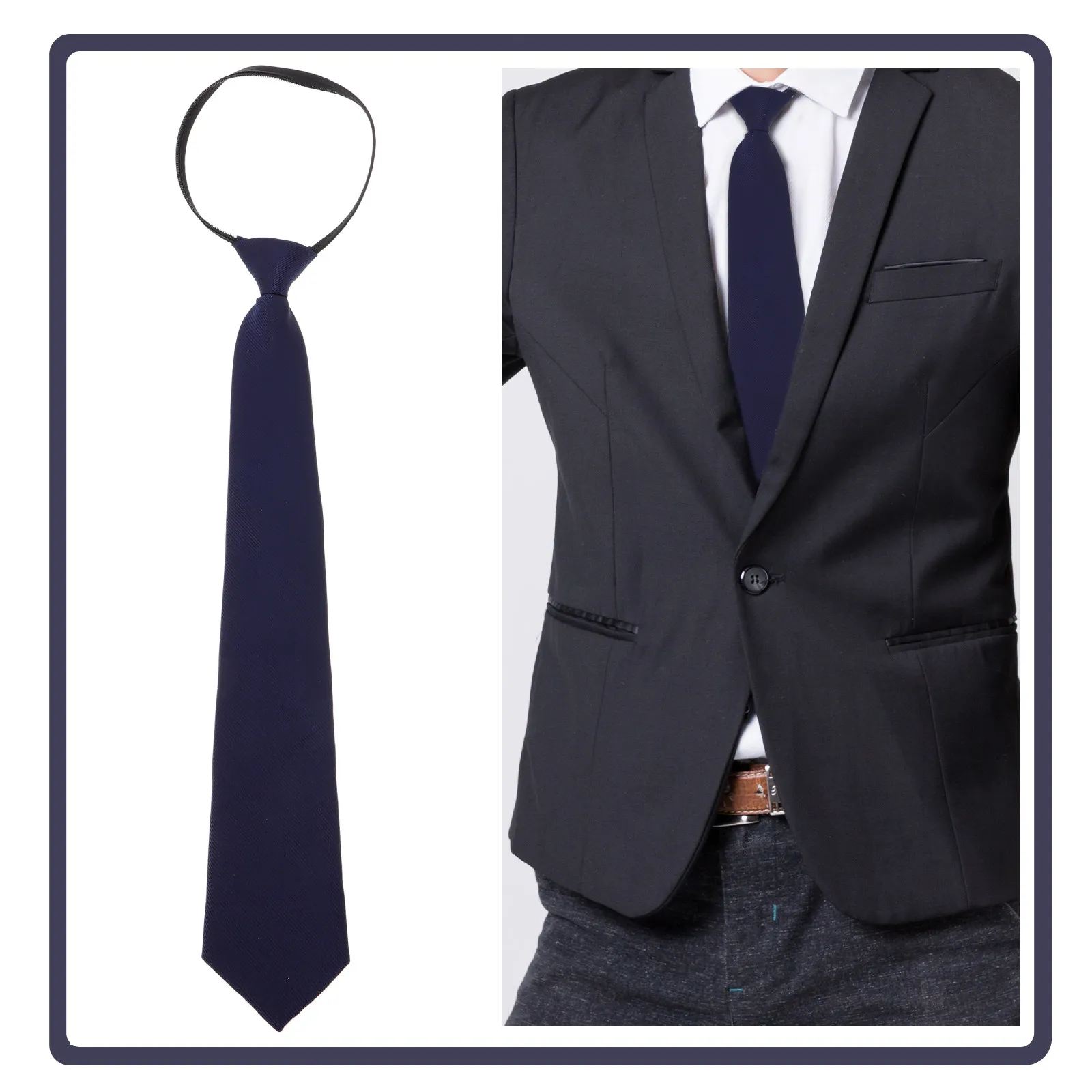 gravata-masculina-com-ziper-pre-amarrada-ajustavel-azul-marinho-moderna-formal-para-reunioes-de-negocios-e-uniformes-escolares-confortavel