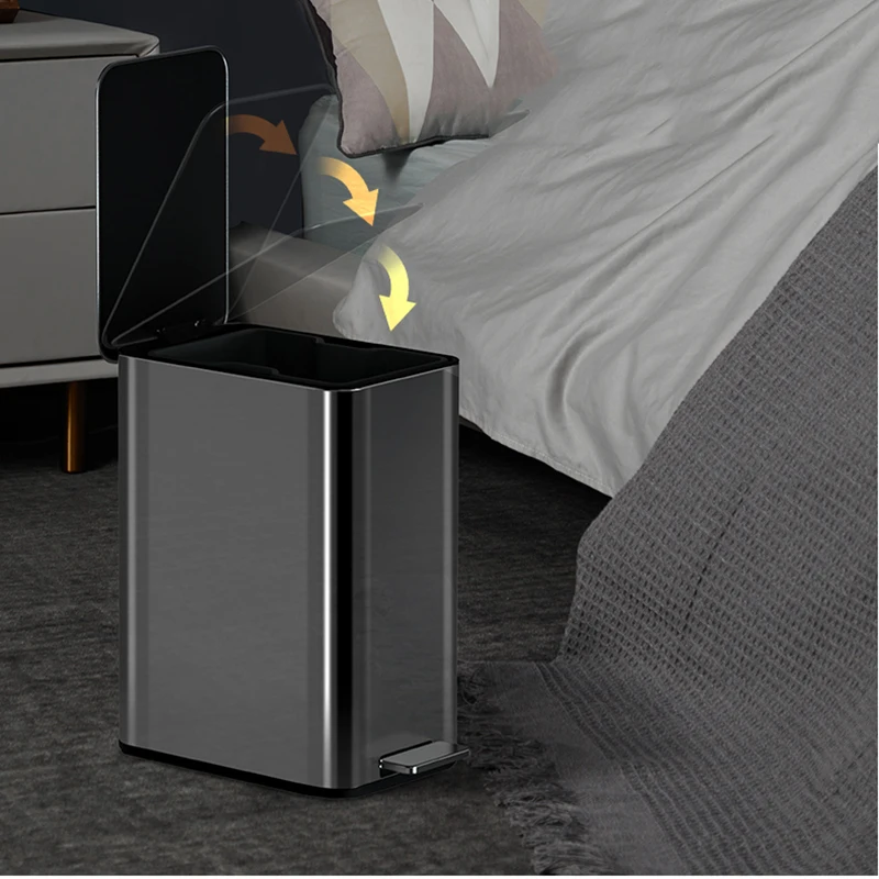 Waste Bin Touchless Black Aesthetic Charms Food Storage Basket Bucket Dustbin Ecoco Office Kitchen Lixeira Home Garden Bins