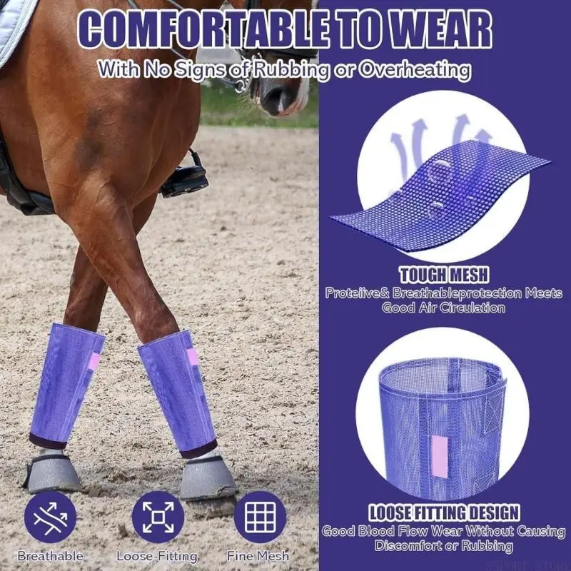 U2JB Horses Fine Meshes Colorful Horse Boot Breathable Fly Leggings Durability