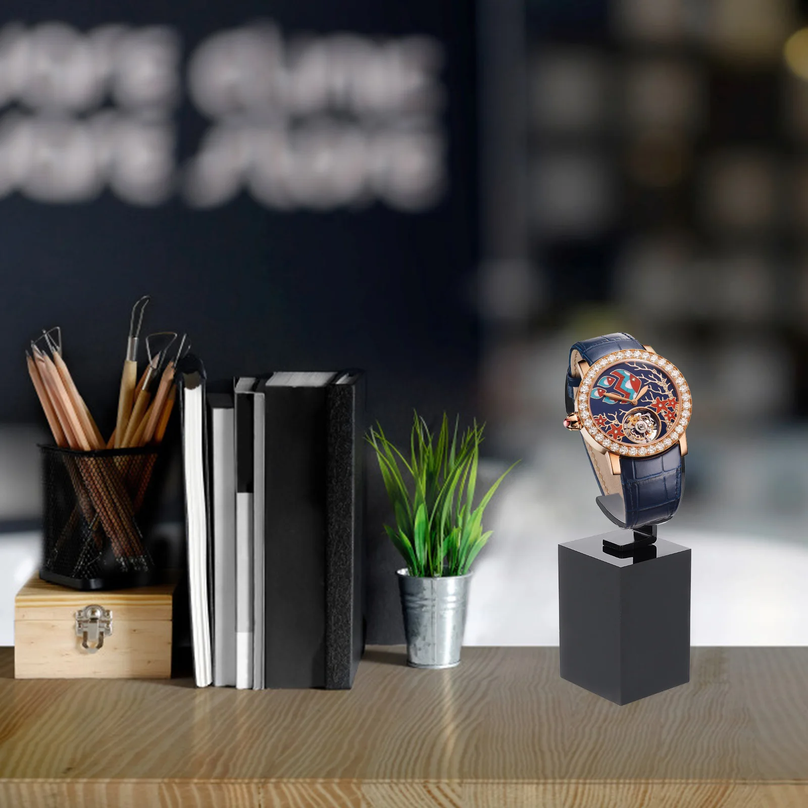 

3Pcs Watch Display Stand Acrylic Jewelry Holder for Bracelets Storage Organizer Modern Crystal Display Base for Home Office