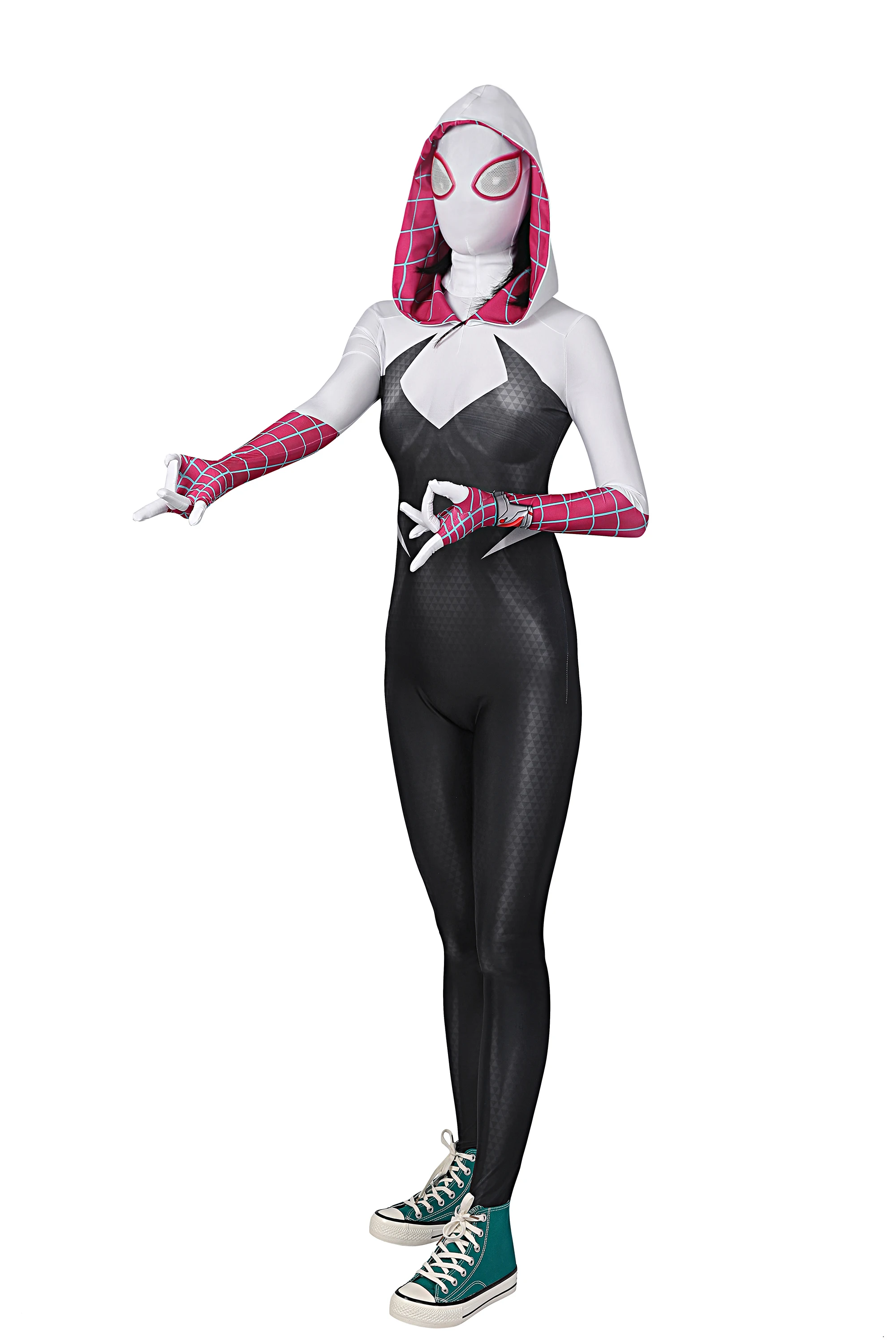 Gwen Stacy Spandex Superhero Cosplay Costumes para Mulheres, 3D Print, Macacões de Halloween, Festa, Meninas, Zentai Bodysuit, Adulto