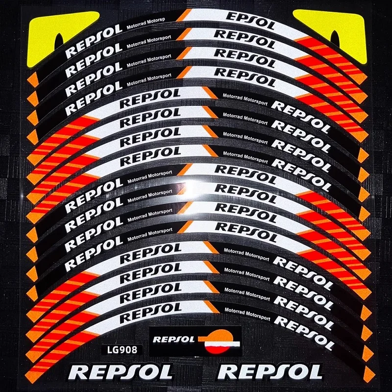 For Repsol HRC CBR CB 17 Inches Reflective Wheel Tire Motorcycle Accessories Modification Sticker Hub Decals Rim Stripe Tape