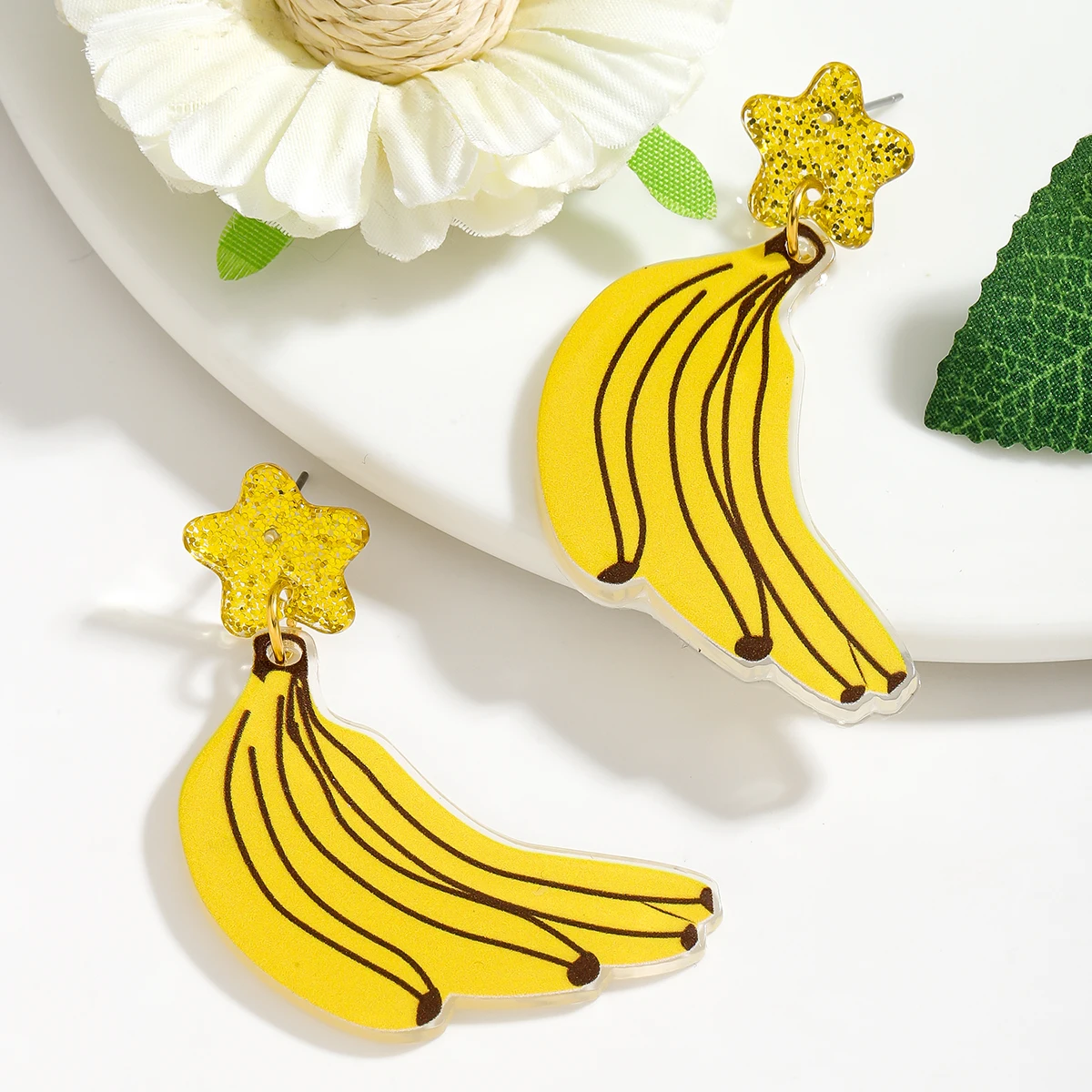 

girlgo Handmade Acrylic Banana Dangle Earrings Ideal for Beach Perfect Gift for Fruit Lovers Parties Great for Summer Outings