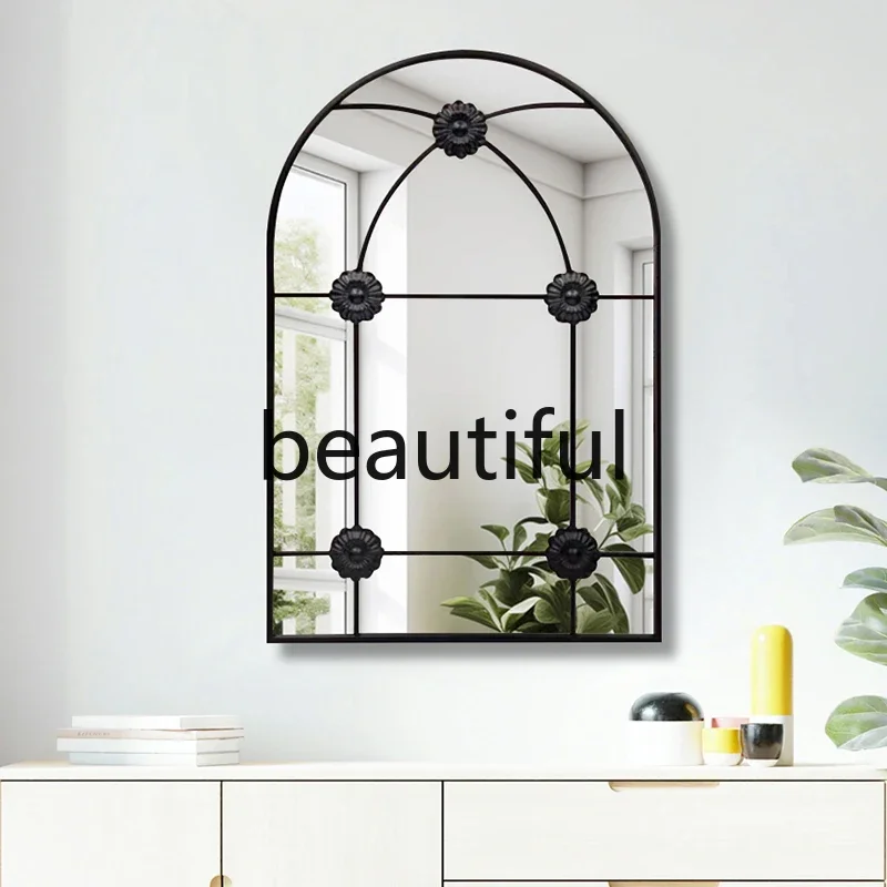 YL Carved retro dressing, wall-mounted makeup mirror, home bedroom full body, villa decoration mirror