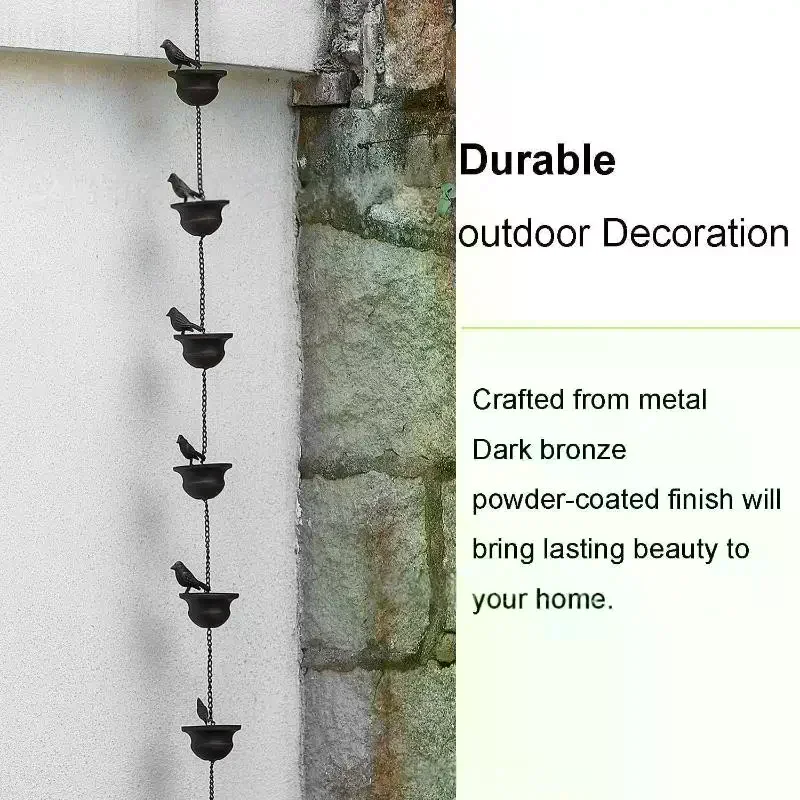 1Pcs Rain Catche Metal Downspout Tool 60/80/100/240cm Creative Birds Iron Rain Chains For Gutters Outdoor Roof Gutter Decor