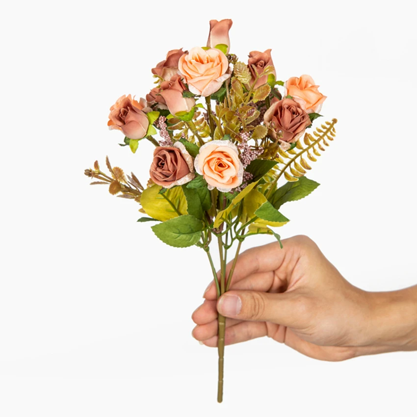 5 Vorken 15 Hoofden Zijde Kunstbloemen Roos Voor Bruiloft Bruids Boeket Kerstversiering Huisarrangement Fotografie Prop