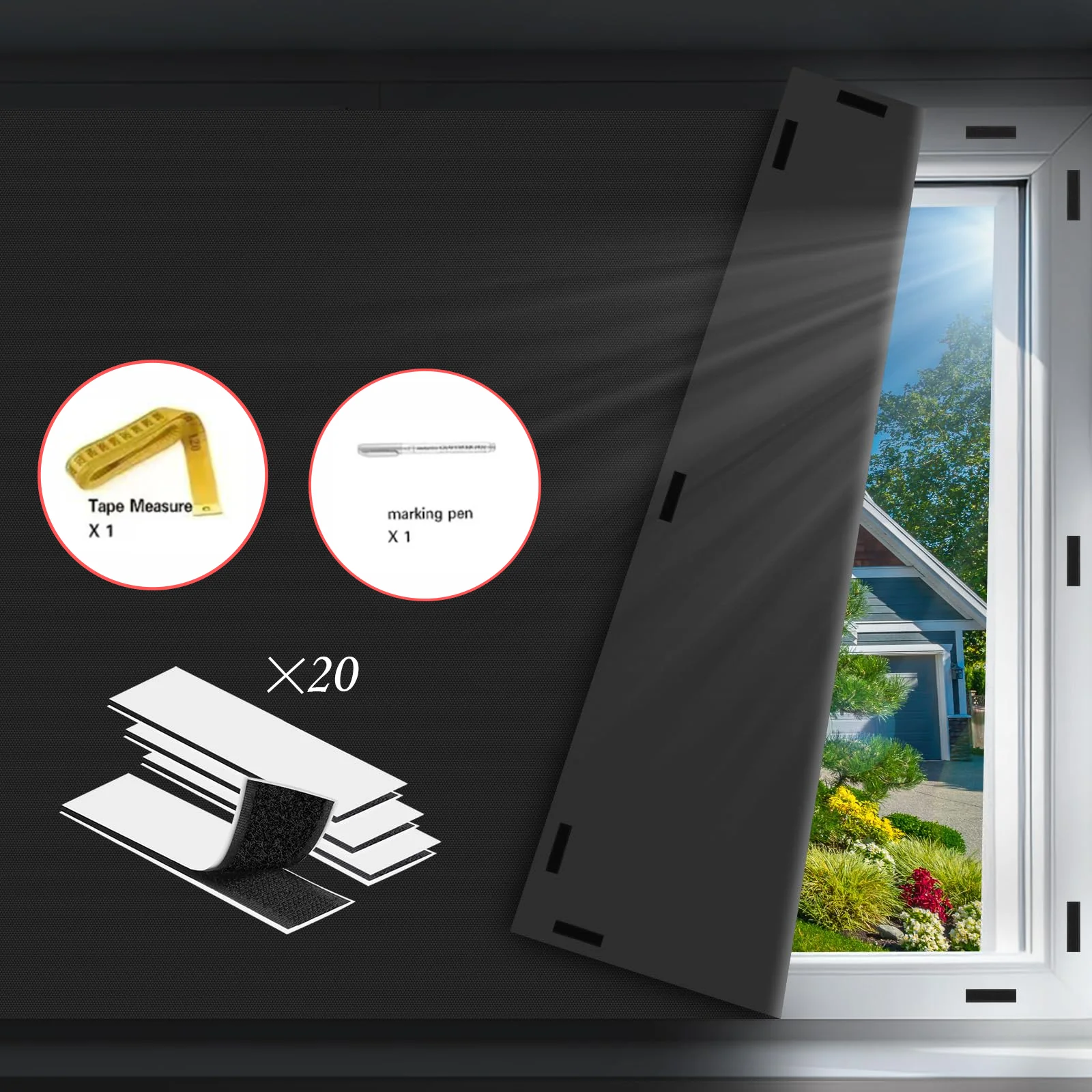 Rideau occultant DIY sans perçage, 100 % occultant auto-adhésif, découpable sur mesure pour chambre,