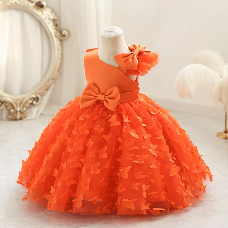 2024 Summer One Shoulder Sequin Fluffy Clothes New Off Shoulder Dress Girl Wedding Dress 0-5 Year Old Baby Girl Dress