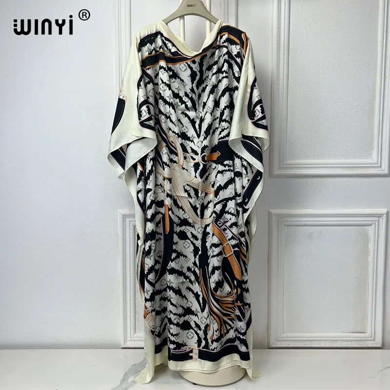 WINYI africa clothing plus size women Fashion boho printed Kaftan Maxi dress abaya dubai luxury 2024  muslim women african dress