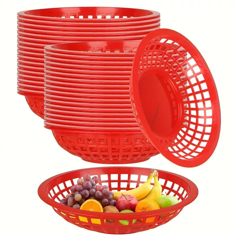 

New Style Oval Fruit Basket Bread Basket Kitchen Tools Plastic Baskets Oval Serving Platter Breakfast Dinner Plates Colorful