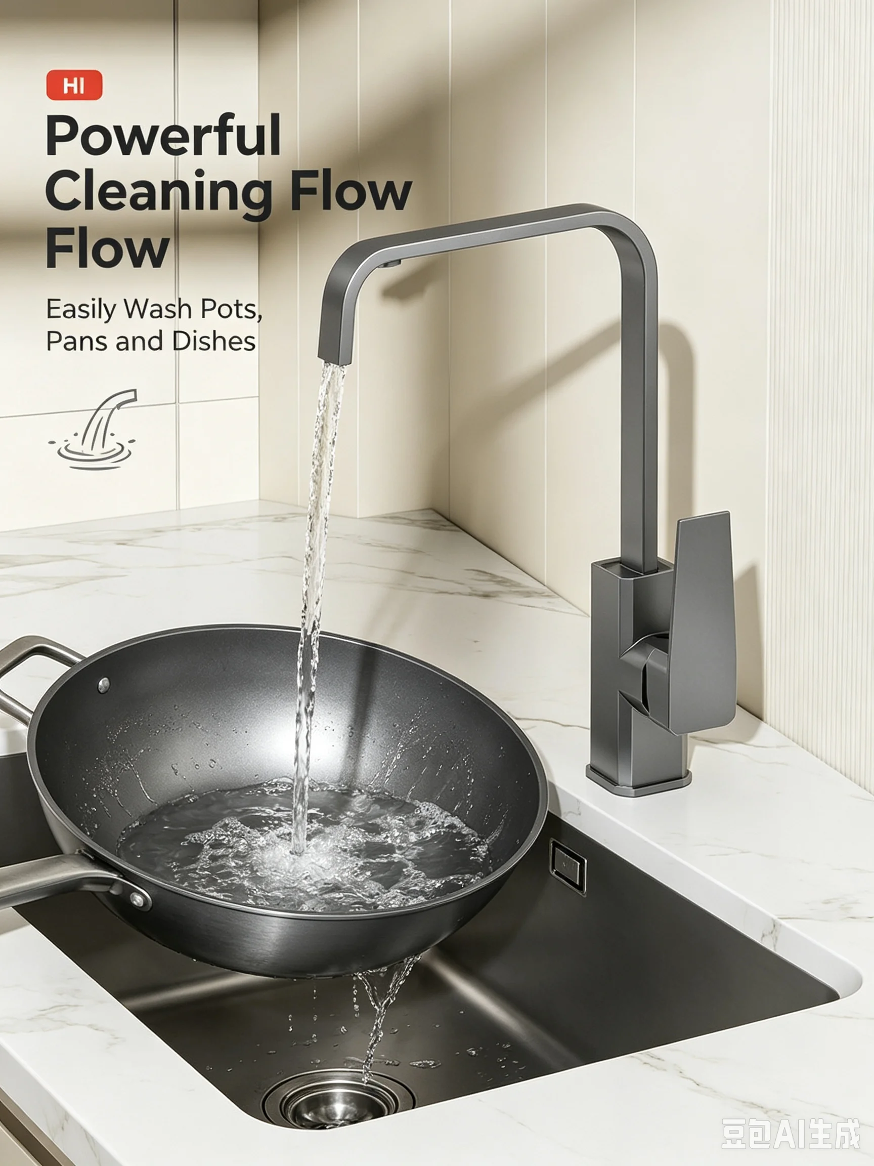 Gun Gray Copper Kitchen Faucet Brushed Square Sink Mixer Tap Cold Hot Water Tap for Kitchen Basin