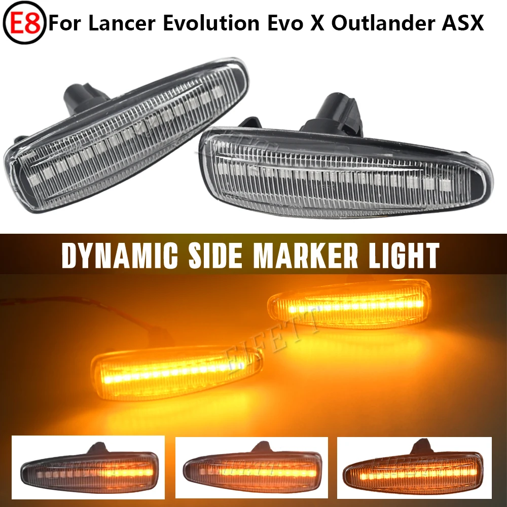 High Bright 1Set Dynamic LED Side Marker Turn Signal Repeater Light For Mitsubishi Mirage 2014+ Lancer / Evolution X 2008-2018