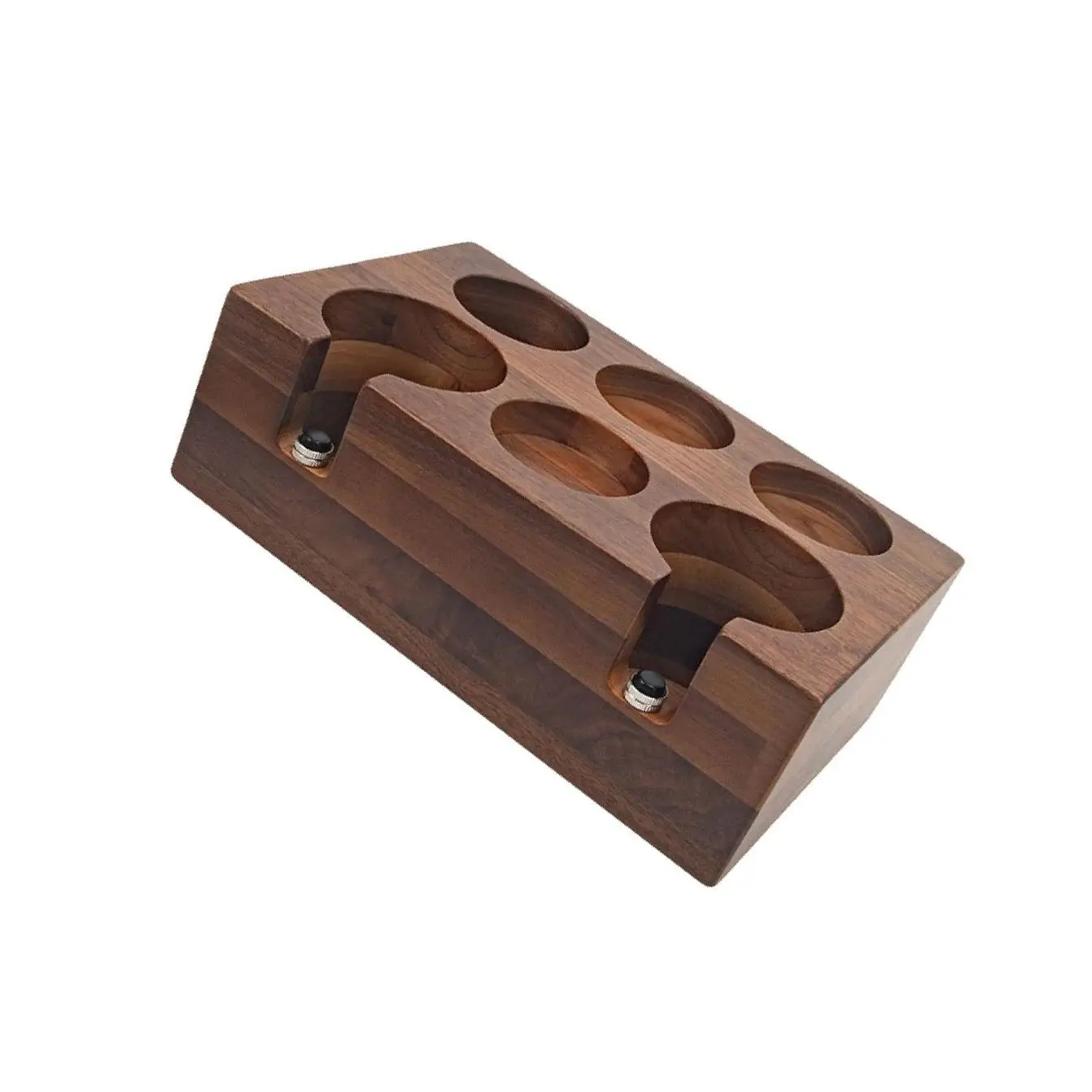 

Walnut Wood Coffee Tamper Station 6 Slots for Distributor Espresso Italian