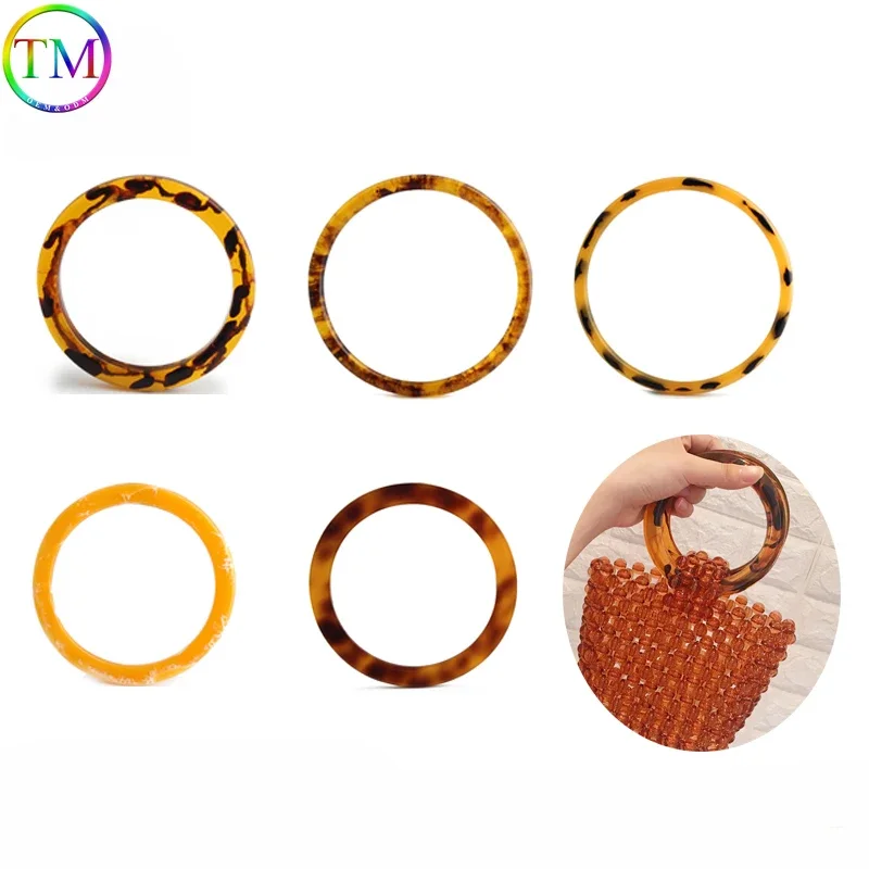 Tortoiseshell Unique Resin Handle Resin Round Handle Replacement Handbag Purse Handmade DIY Craft Braid Bag Accessories