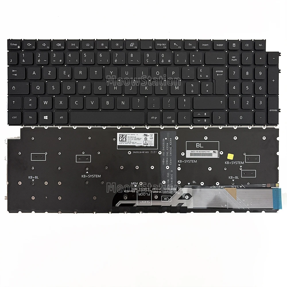 Teclado francés con retroiluminación LED para Dell Latitude 3520 3525 3530 3535 P106F P107F P112F P117F,Vostro 3510 3515 3520 3525 5510 5515 5620 5625 7510,Inspiron 15 3510 3511 3515 3525 3530 3535 5510