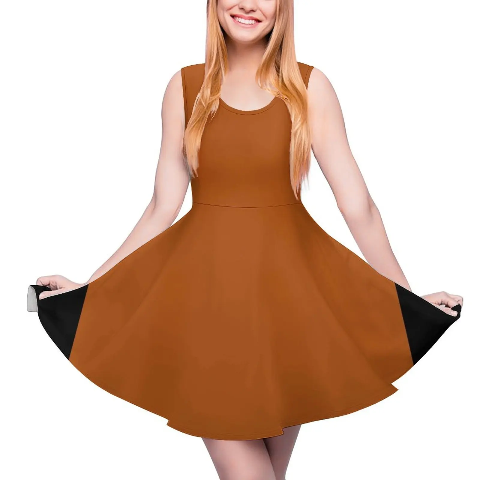 

Solid Rust Sleeveless Dress evening dress ladies Bride dresses