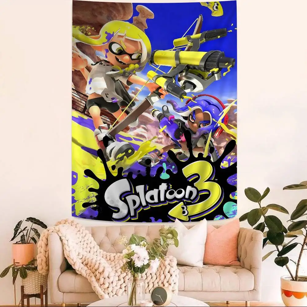 Game S-Splatoon Printed Large Wall Tapestry Hanging Tarot Hippie Wall Rugs Dorm Home Decor