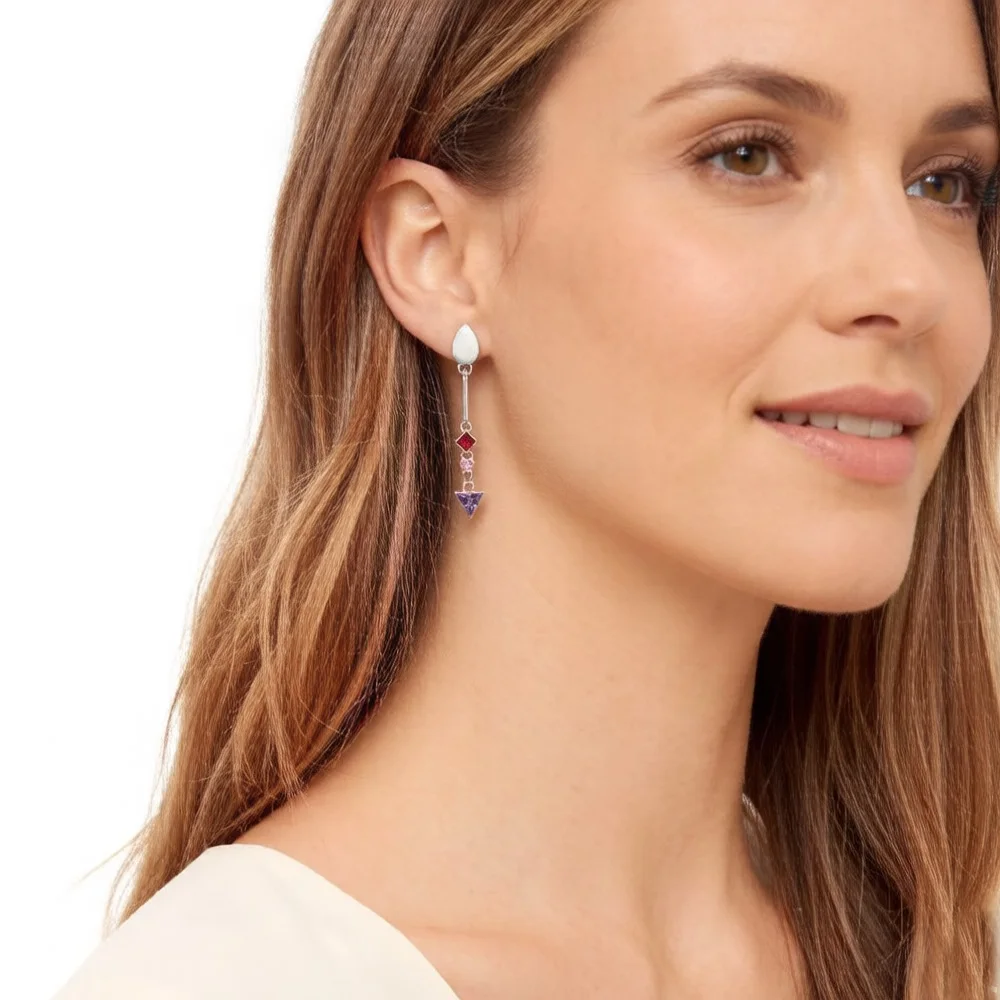 Mehrfarbige Stein geometrische Tropfen Ohrringe Europa Stil Karma gute feine Schmuck Böhmen Geschenk für Frauen in 925 Sterling Silber – Detail 1