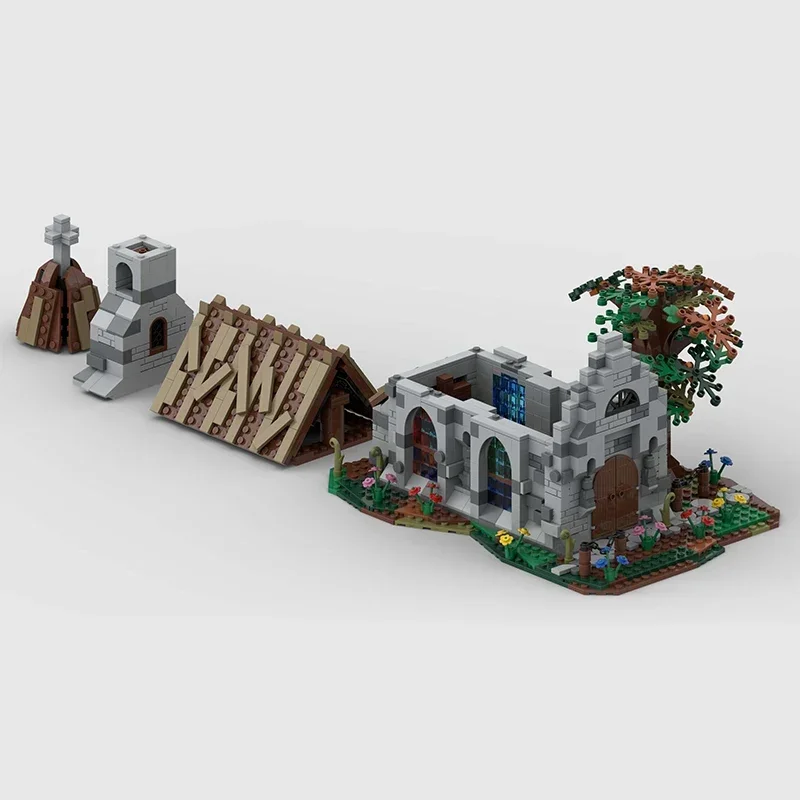 Moc blocos de construção modular vista rua país igreja tijolos técnicos diy montagem brinquedos construção para crianças presentes do feriado