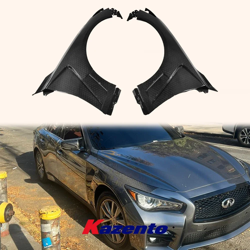 

For Infiniti Q50 KZ Style Honeycomb Carbon Fiber Front Bumper Fender Pair