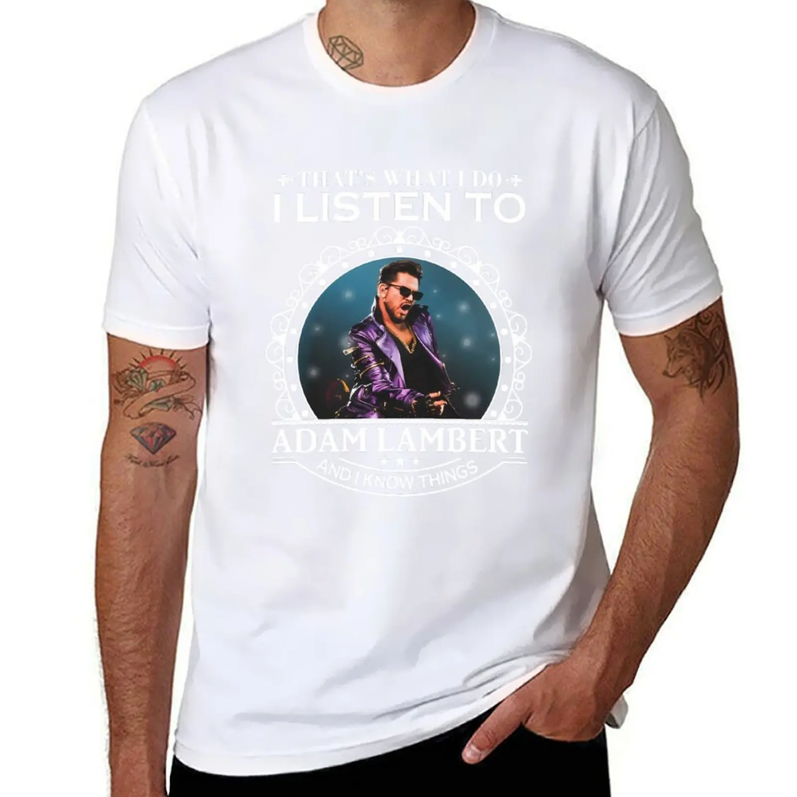 QUE & x27;S WHAT I DO LISTEN TO ADAM LAMBERT Camiseta hombre camisetas para hombre camiseta gráfica divertida