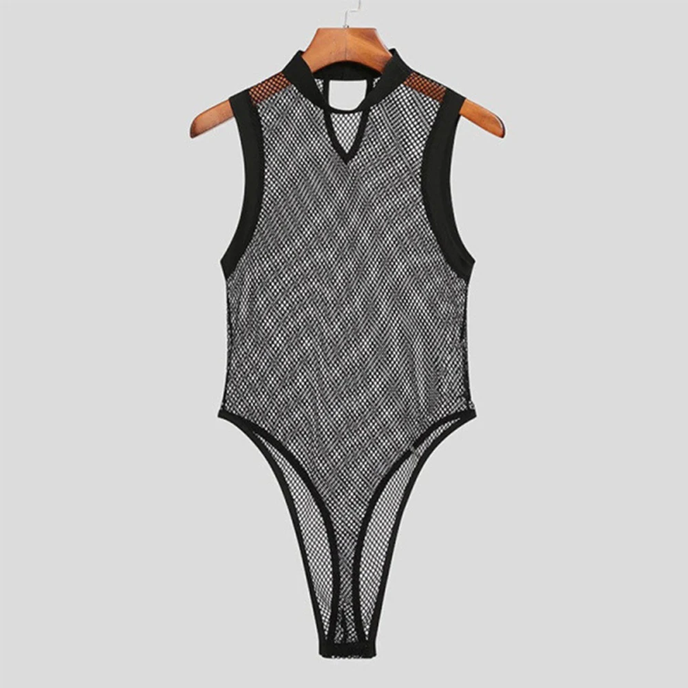 Herren sexy durchsichtigen Mesh Overall 2024 neue geschlechts lose Nachtclub nach Hause einfache und bequeme ärmellose Bottom ing Weste Unisex