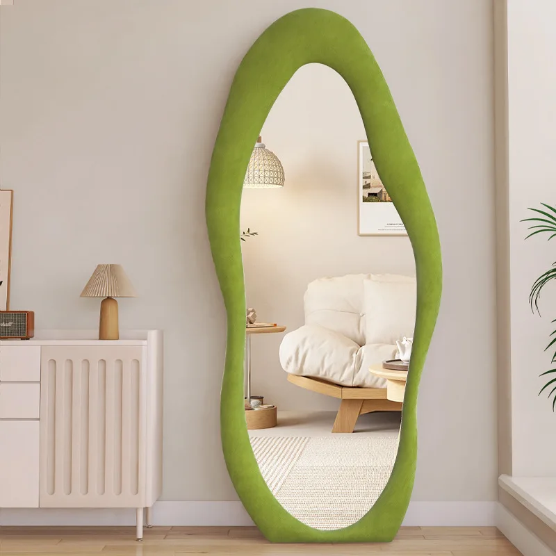 Internet celebrity full body floor mirror irregular cream ins wind full-length mirror home bedroom profiled view 4