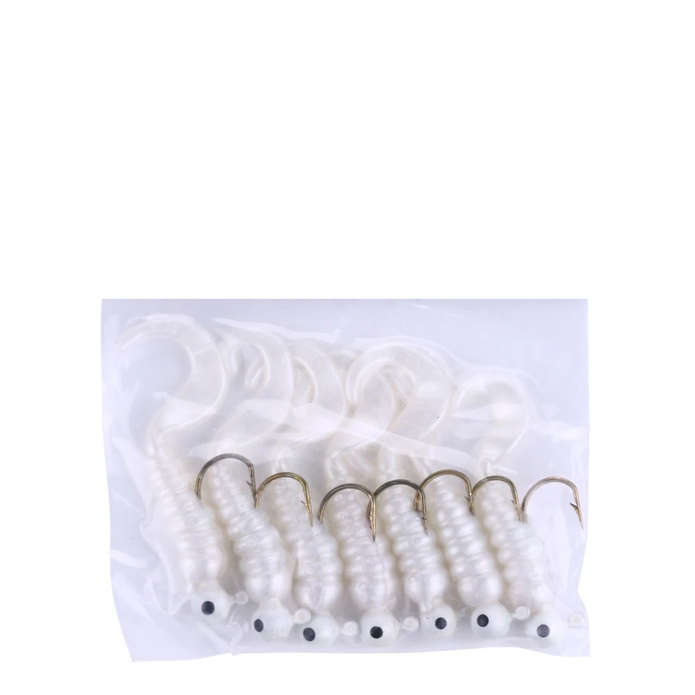 7er-Set 50mm Mehrfarbige Jig-Silikonwürmer Weichköder mit Haken 2,6g Wobbler Karpfenköder Künstliche Gummiköder für Zander – Detail 8