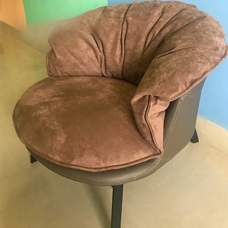 Italian Design Modern Home Furniture Single Leather Leisure Chair Living Room Large Back Round Leisure Chair