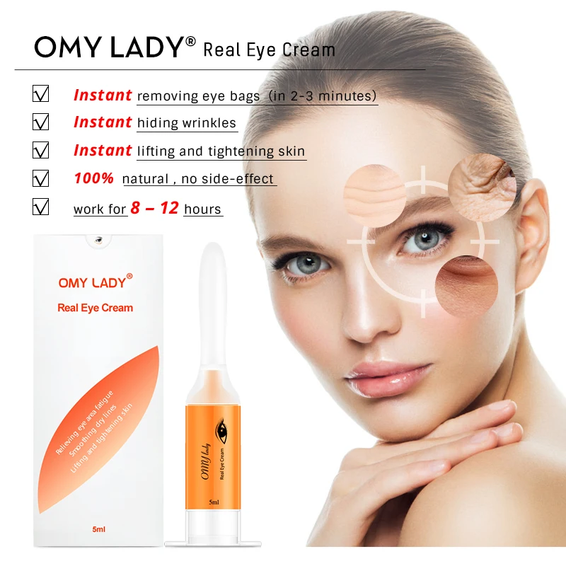 OMY LADY Eye Cream Instant Remove Eyebags Firming Eye Anti Puffiness Dark Circles Under Eye Anti Wrinkle Anti Age Eye Care 10pcs