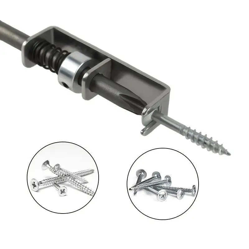 Screw Holding Drill Bit With Small Wrench Gray Self-Locking Screw Guide For Power Drills Operation Tool For Stable Screw Driving