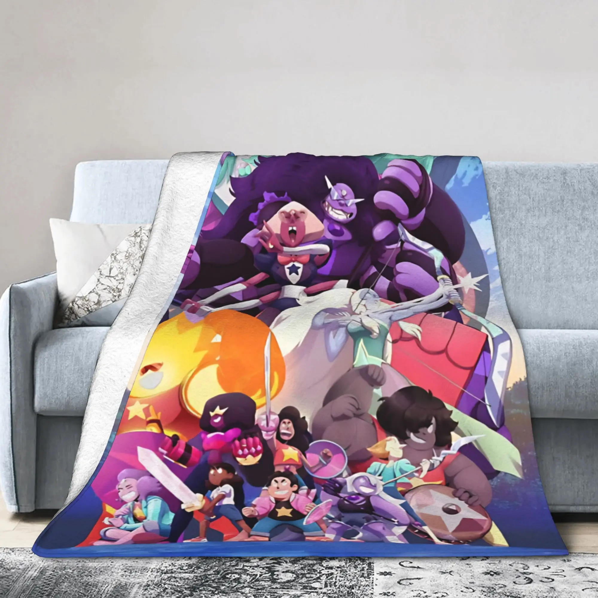 Garnet Peridot Lapis Lazuli Amethyst Velvet Throw Blanket Steven Universe Blanket for Bed Bedroom Soft Bedding Throws,