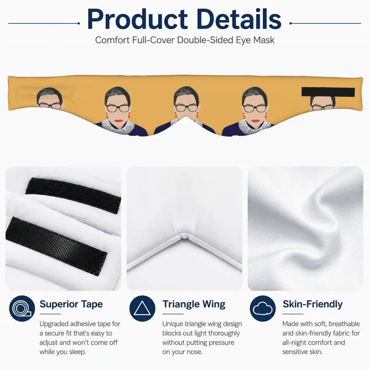 Ruth Bader Ginsburg sleep eye mask Light Blocking Portable Eye Cover for Girls Boys Home Sleeping Party Gift Eyeshade eyepatch view 4