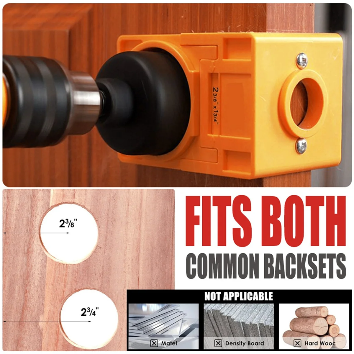 

Врезной инструмент для дверной защелки A002, комплект для установки дверной защелки для деревянной двери толщиной 1-3/4 дюйма или 1-3/8 дюйма с кольцевой пилой с дверным замком C
